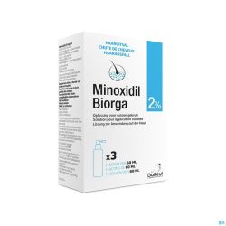 Minoxidil Biorga 2% Sol Cutanee Coffret Fl 3x60ml