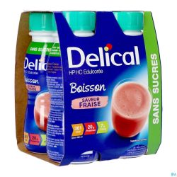 Delical Boisson Lactee S/sucre Fraise 4x200ml