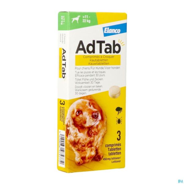 Adtab 450mg Chien >11kg-22kg Comp A Croquer 3