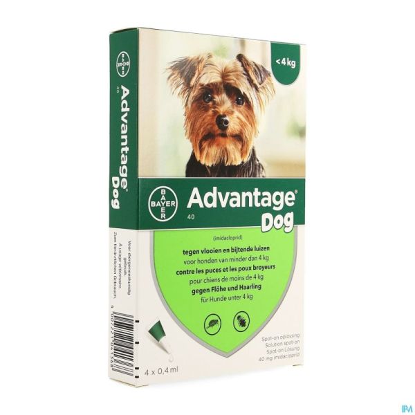 Advantage 40 Chiens <4kg 4x0,4ml