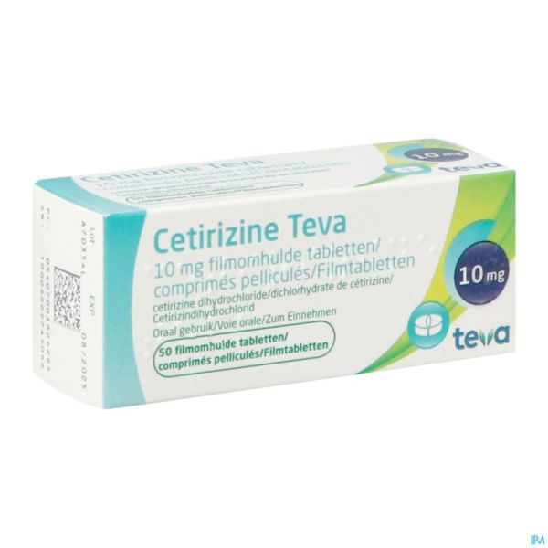 Cetirizine Teva 10mg Comp Pell 50