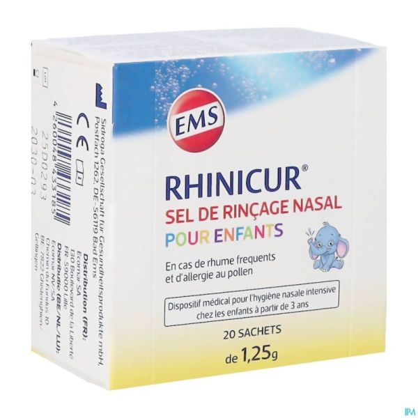 Rhinicur Sel Rincage Nasale Enfants Sach. 20x1,25g