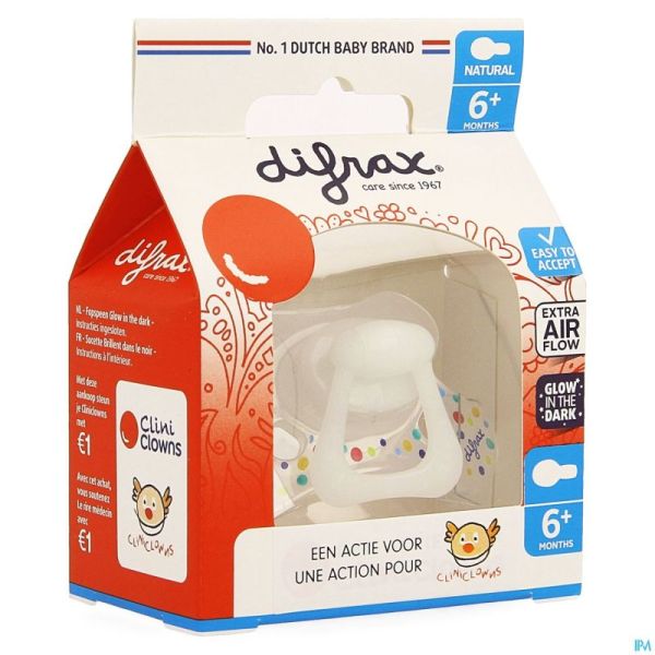 Difrax Sucette Natural 6m+ Cliniclowns